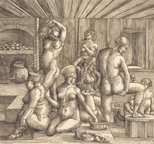 Damebad, ca. 15051510. av Follower of Albrecht Durer