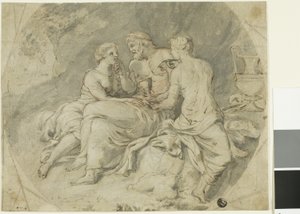 Lot og hans døtre av Follower of Charles Le Brun