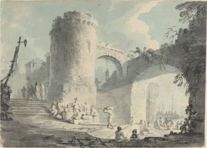 Havnescene av Follower of Claude Joseph Vernet