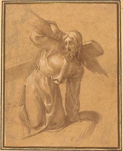 Kristus faller under korset av Follower of Francesco Salviati