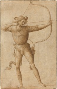 Bueskytter tegner en bue av Follower of Pietro Perugino