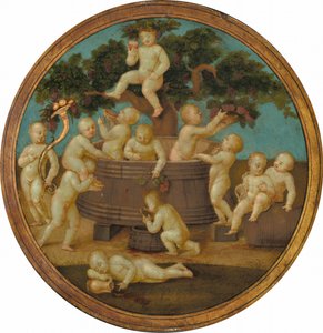 Putti med en vinpresse av Follower of Raphael