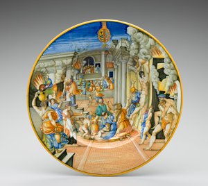 Brenningen av Troja, mellom 1570 og 1574 av Fontana Workshop