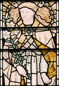 Erkeengelen Michael, 1862 (farget glass) av Ford Madox Brown