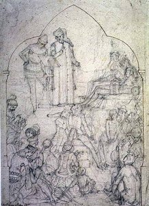 Chaucer ved domstolen til Edward III - Studie, 1845 av Ford Madox Brown