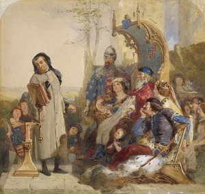 Chaucer ved hoffet til Edward III - akvarellversjon av Ford Madox Brown