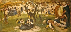 Chethams livsdrøm (farget kritt på papir) av Ford Madox Brown