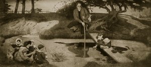 Dalton samler Marsh Gas, illustrasjon fra 'Hutchinson's Story of the British Nation', ca. 1923 av Ford Madox Brown