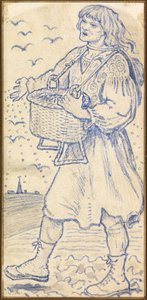 November, the Sower: Study for a Tile ved Queens College Hall, Cambridge av Ford Madox Brown