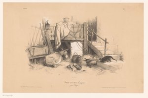 Stall med esel, katt og mus Studier med to typer kritt (serietittel) Etude aux deux fargestifter, par Férogio (serietittel på objekt)
