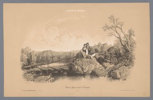 Kvinne med to gutter ved en innsjø med et slott Studier av figurer i et landskap (serietittel) L