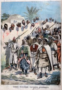Kolonne av opprørske marokkanere tatt til fange ved Tadla av Sultan Abdul-Hafizs hær, 1897. av Fortuné Méaulle