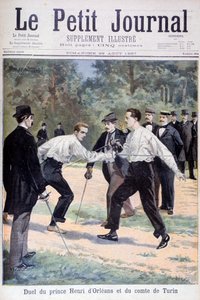 Duell mellom prins Henri dOrleans og Comte de Turin, 1897 av Fortuné Méaulle