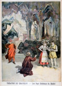 Fremførelse av The Seven Castles of the Devil, Theatre du Chatelet, Paris, 1896 av Fortuné Méaulle