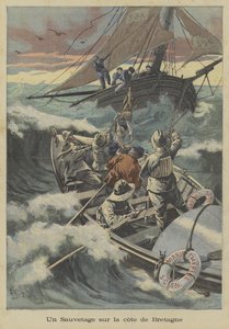 En livbåtredning utenfor kysten av Bretagne av Fortune Louis Meaulle
