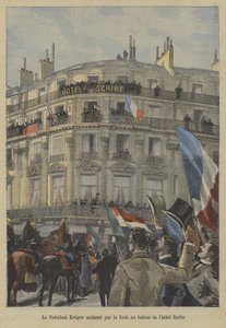 Paul Kruger, tidligere president i Transvaal, på balkongen til Hotel Scribe i Paris, mottok anerkjennelse fra publikum