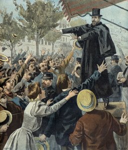 Paul Deroulede under en demonstrasjon i Paris i 1898 (gravering)