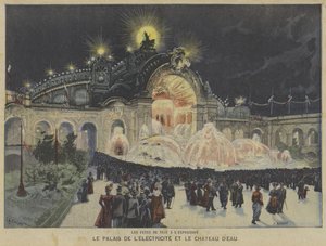 The Palace of Electricity and Castle of Water om natten, Exposition Universelle 1900, Paris