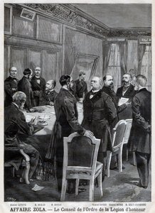 Rådet for National Order of the Legion of Honor under Dreyfus-saken, i Gravering av F. Meaulle etter Garrey. «Le Petit Journal», 24. april av Fortune Louis Meaulle