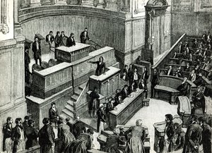 Victor Hugo (1802-85) i Chamber of Peers, ca. 1885 av Fortune Louis Meaulle