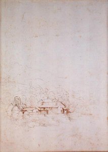 En gård blant trær (verso) (penn, brunt og svart blekk på papir) (for recto se 152660) av Fra Bartolomeo