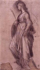 Studie av St. Katarina av Alexandria (kritt med gouache på papir) av Fra Bartolomeo
