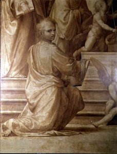 The Great Council Altertavle, detalj som viser en ung knelende helgen av Fra Bartolomeo