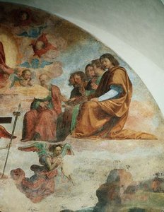Den siste dommen, detalj som viser apostlene til venstre for Kristus av Fra Bartolomeo