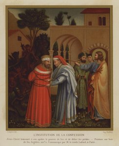 Bekjennelsens institusjon (farge litho) av Fra (after) Angelico