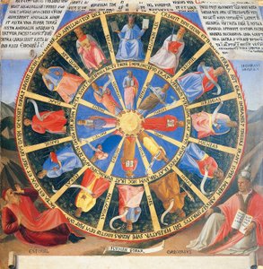 Innfelt som viser det mystiske hjulet med figurer av profeter og evangelister, panel fra Armadio degli Argenti (sølvkiste) med Jesu liv