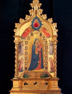 Die Jungfrau mit dem Reliquiarstern mit Jungfrau und Kind, Heiliger Pere, Heiliger Petrus, Heiliger Dominikus und Heiliger Thomas von Aquin von Fra  Angelico