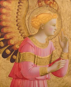 Annunciatory Angel, 1450-55 (bladgull og tempera på trepanel) (se også 139312)