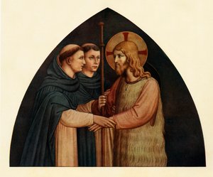 Kristus som en pilegrim møtt av to dominikanere, 1400-tallet, ca 1909 av Fra Angelico