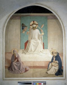 Kristus misliker jomfruen og den hellige Hieronymus. Fresco av Guido di Pietro av Fra Angelico