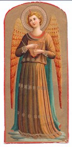 Fargelitotrykk Fra Angelico engelmusikkinstrument, ca. 1910 av Fra Angelico