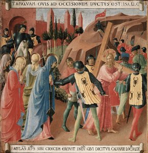 Historien om Kristi liv: klatringen til Golgata, bæren av korset av Fra Angelico