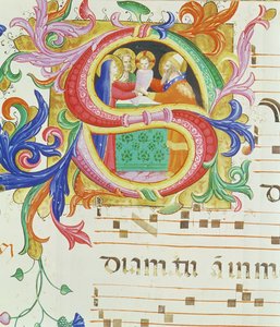 Missal 558 f.73v Historikert initial 