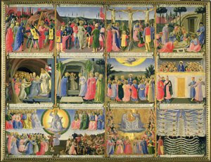Scener fra Kristi lidenskap og den siste dommen, opprinnelig skuffer fra et skap med sølv, ca. 1450-53 (tempera på panel) (se også 98902-6) av Fra Angelico