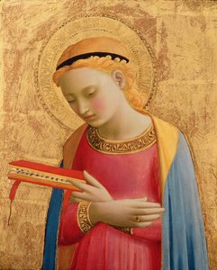 Virgin Annunciate, 1450-55 (bladgull og tempera på trepanel) (se også 139311)