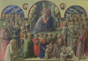 Kroning av jomfruen med hellige og engler, 1441-47 (tempera på panel) av Fra Filippo Lippi