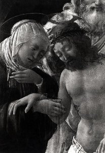 Gravleggingen, detalj av jomfruen og Kristus av Fra Filippo Lippi