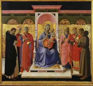 Hellig samtale Annalena altertavle, ca 1435. av Fra Giovanni Angelico da Fiesole