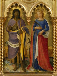 Døperen Johannes og den hellige Katarina av Alexandria fra Perugia-altertavlen, ca 1437. av Fra Giovanni Angelico da Fiesole