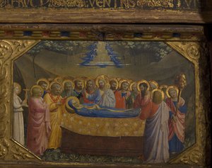 The Death of the Virgin Annunciation-retabellen med 5 Predella-scener, 1430-1432 av Fra Giovanni Angelico da Fiesole