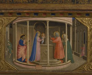Presentasjonen i tempelet Annunciation-retablen med 5 Predella-scener, 1430-1432 av Fra Giovanni Angelico da Fiesole