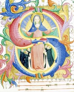 Missal 558 f.156v Historikert initial 