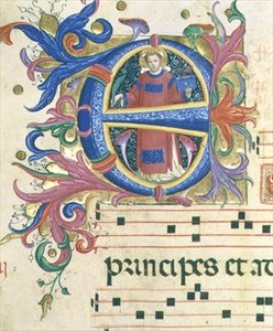 Missal 558 f.156v Historikert initial 