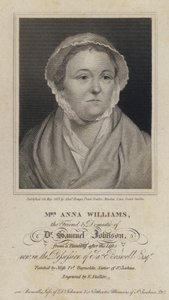 Anna Williams , walisisk poet og venn av den engelske forfatteren Samuel Johnson (gravering) av Frances (after) Reynolds