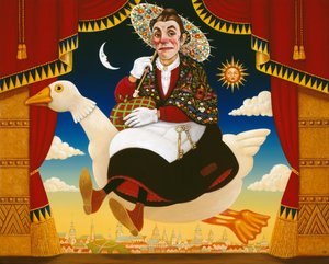 Dan Leno (1860-1904) som Mother Goose, 1996 (olje og tempera på panel)