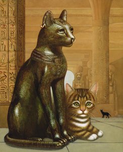 Mike the British Museum Kitten, 1995 (olje og tempera på panel) av Frances Broomfield
